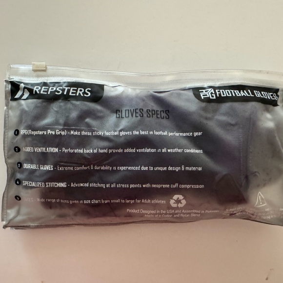 Repsters RPG1 Football Gloves - Adult Size Medium in Eggplant - Picture 11 of 13